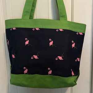 New Directions Blue Green and Pink Flamingo Tote Bag